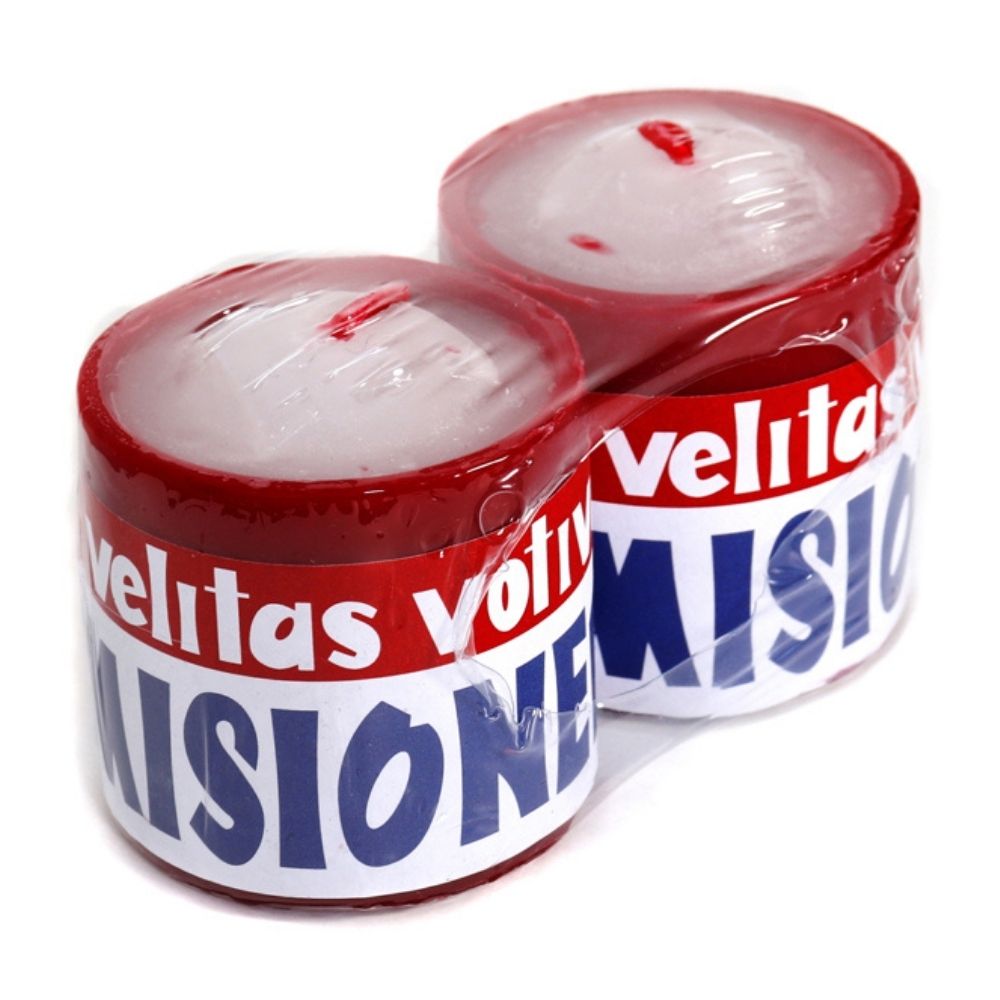 Vela Misionera Tipo 24 Modelo Misionera de Cera Roja 2 Unidades