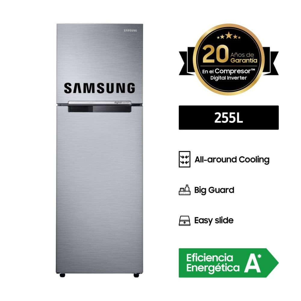 Refrigeradora Samsung RT25FARADS8/PE Top Freezer 255L Plateado