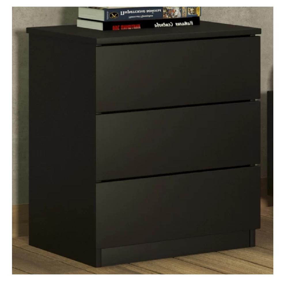 Velador Clásico Maxin TU MESITA 3 cajones color Negro Melamina 18mm