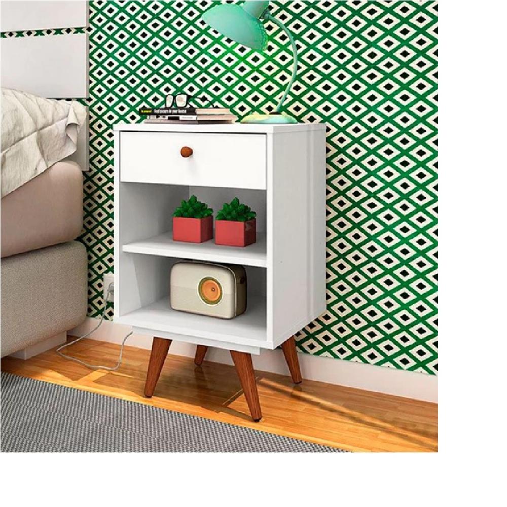 Velador Clásico TU MESITA Paulet Melamina 18mm color Blanco 1 cajón