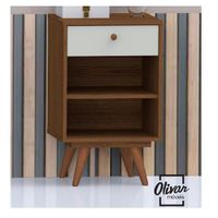 Velador Clásico TU MESITA Paulet Melamina 18mm color Marrón/Blanco 1 cajón