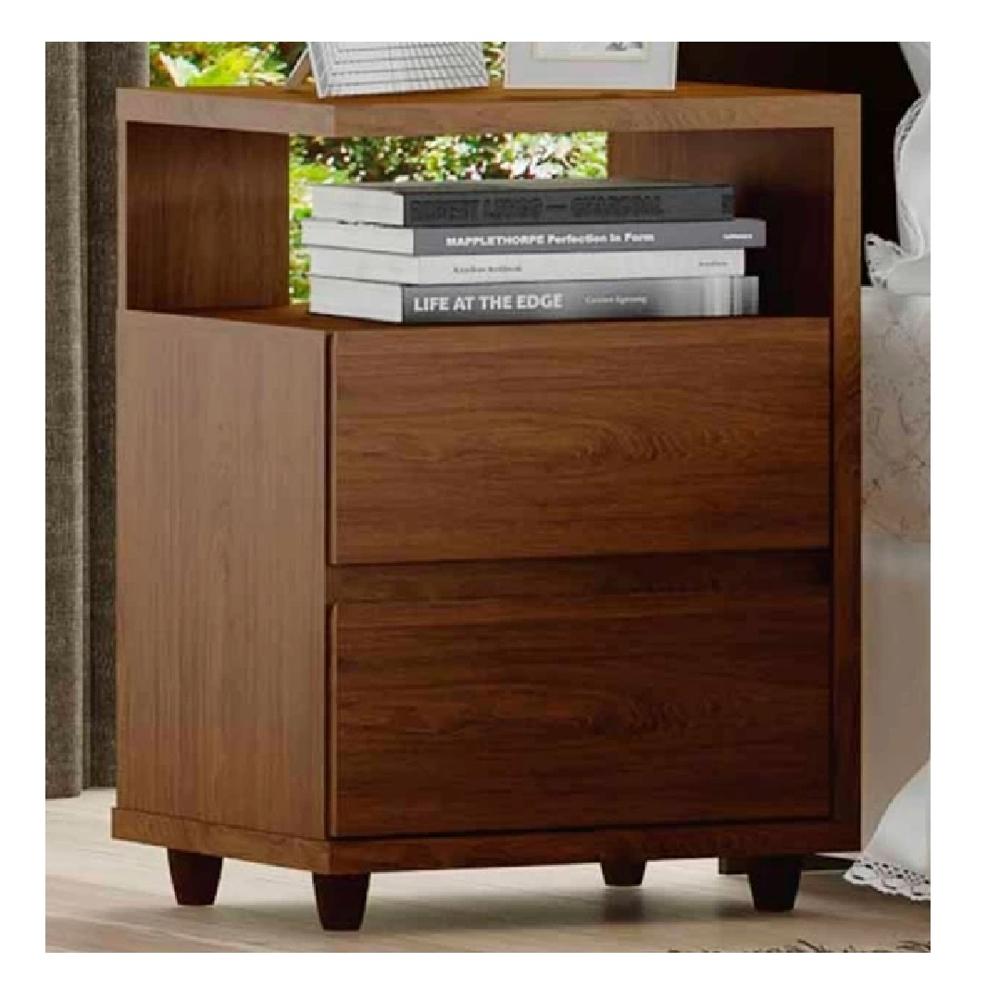 Veladores Modernos Jgo x2 TU MESITA Loren Melamina 18mm color Marrón 2 cajones