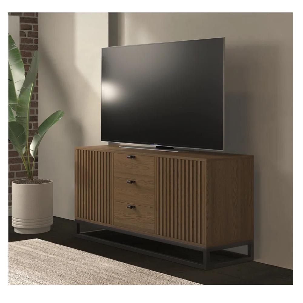 Mesa Clásica de TV 65"" TU MESITA Jimmy Melamina 18mm Base Metal Marrón 2 puertas 2 cajones