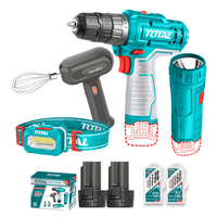 Taladro 12v + Linterna + Lampara + Batidora Total TOSLI23115