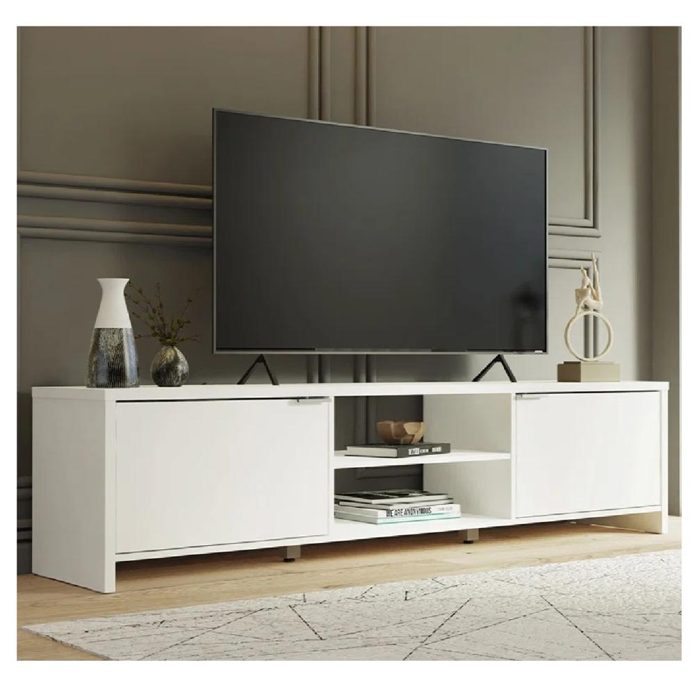Mesa de TV Clásica TU MESITA Julius Melamina 18mm Blanco 2 puertas Hasta 75""