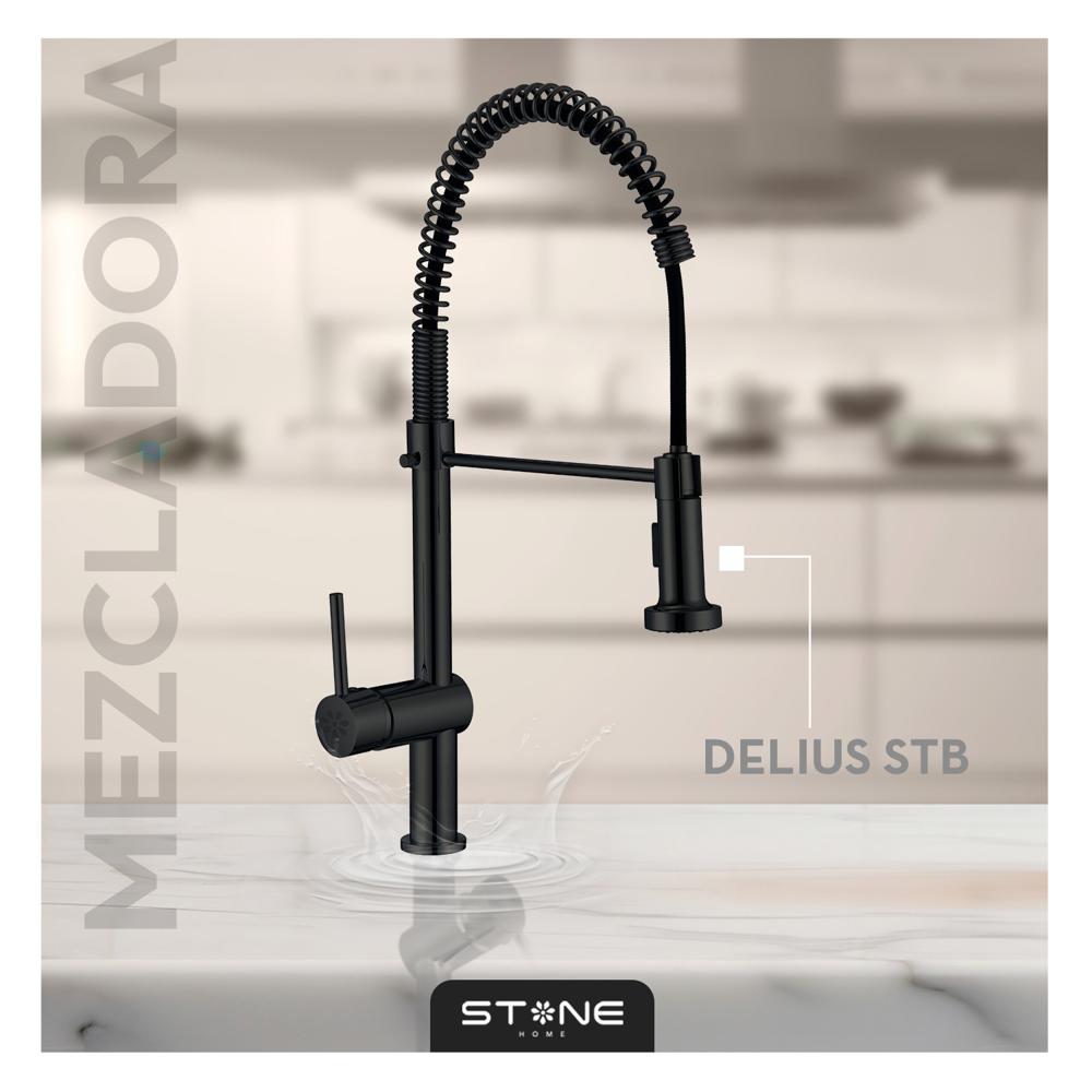 Mezcladora Monocomando P/Cocina al Mueble Delius Stb-01 Black Stone