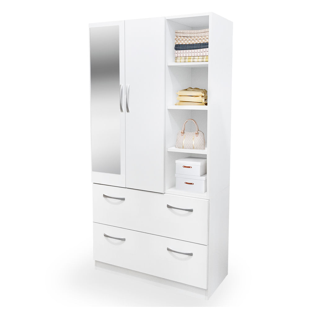 Ropero de Melamina Mueble Organizador Armario con Espejo Taie