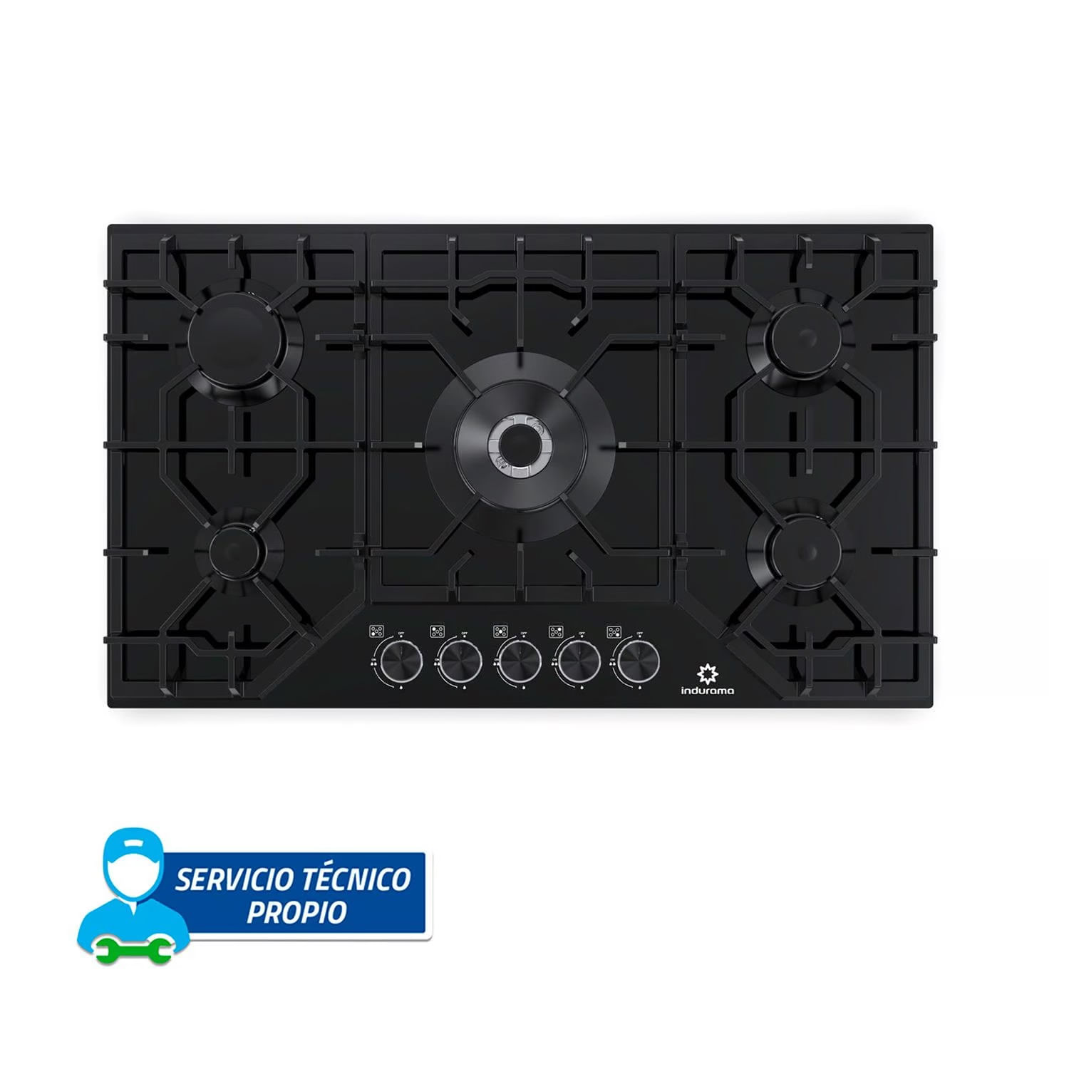 Cocina Encimera Empotrable de 5 Honilla Indurama EGASI-905CGNE Negro