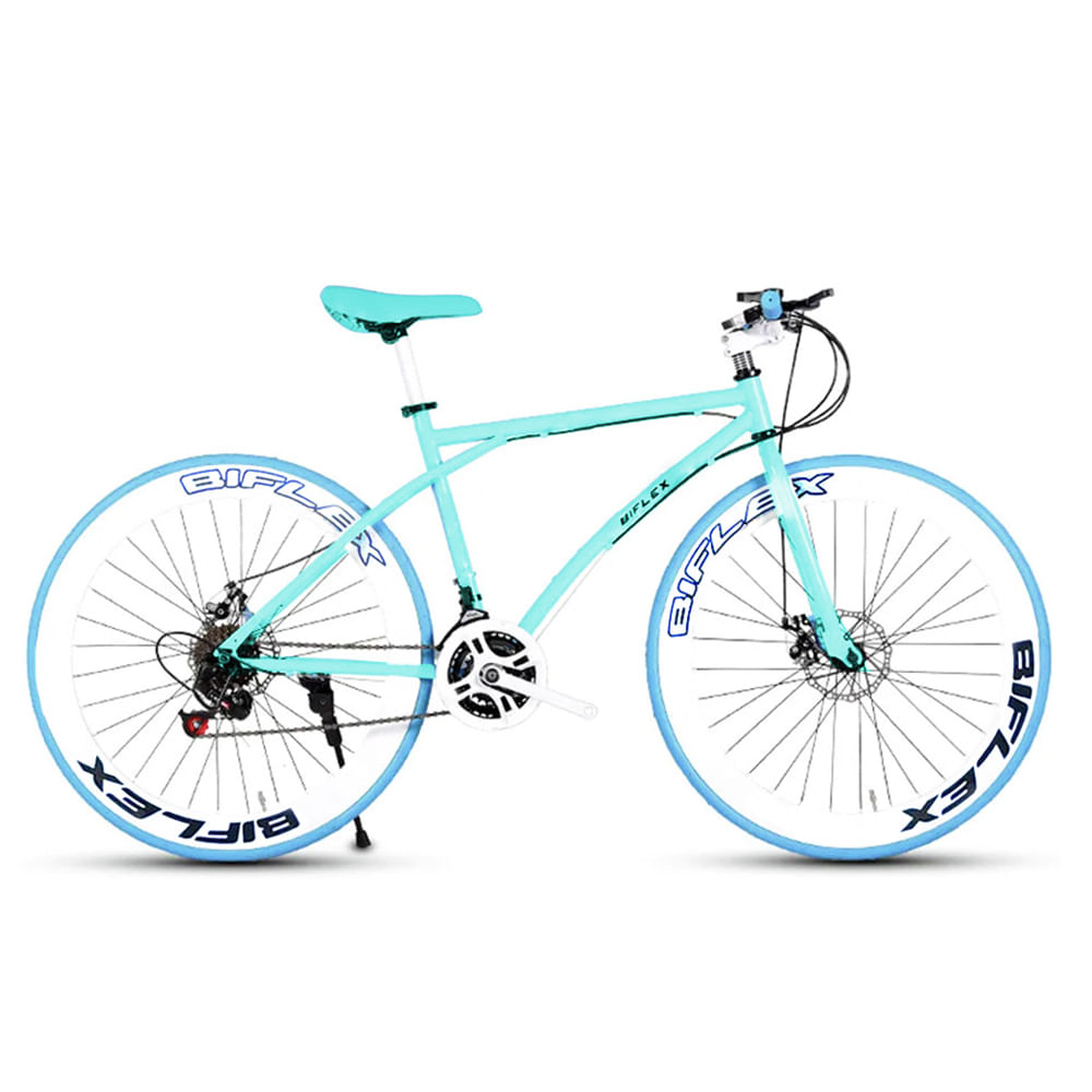 Bicicleta con Cambios Shimano Celeste - Marca Biflex
