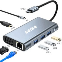Adaptador Convertidor 7 en 1 BYL-2111 Tipo C a LAN USBx3 VGA HDTV PD