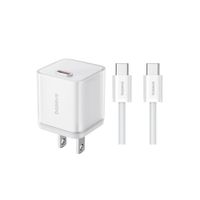 Cargador Baseus 30W USB Tipo C Gan5S Carga Rápida + Cable Tipo C a Tipo C 2m