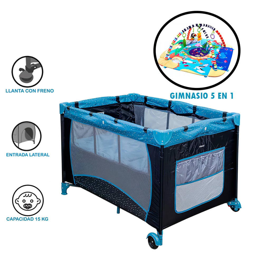 Corral Cuna COSCO Stella Azúl+ Gimnasio Multifuncional 5 en 1