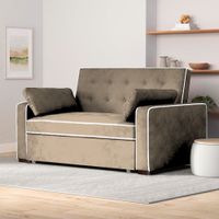 Sofá Cama Hisar con 2 Almohadas 1.5 Plz - Beige Claro