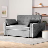 Sofá Cama Hisar con 2 Almohadas 1.5 Plz - Gris Claro