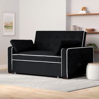 Sofá Cama Hisar con 2 Almohadas 1.5 Plz - Negro
