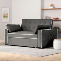 Sofá Cama Hisar con 2 Almohadas 1.5 Plz - Gris Oscuro