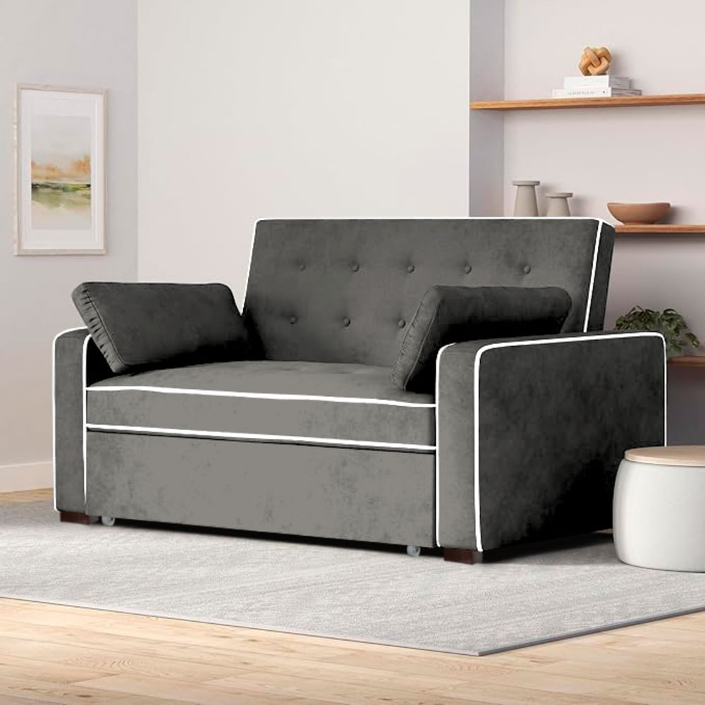 Sofá Cama Hisar con 2 Almohadas 1.5 Plz - Gris Oscuro