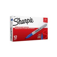 Caja de 12 Marcadores Permanentes Sharpie Punta Fina Azul