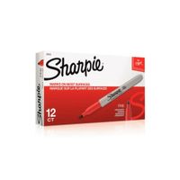Caja de 12 Marcadores Permanentes Sharpie Punta Fina Rojo