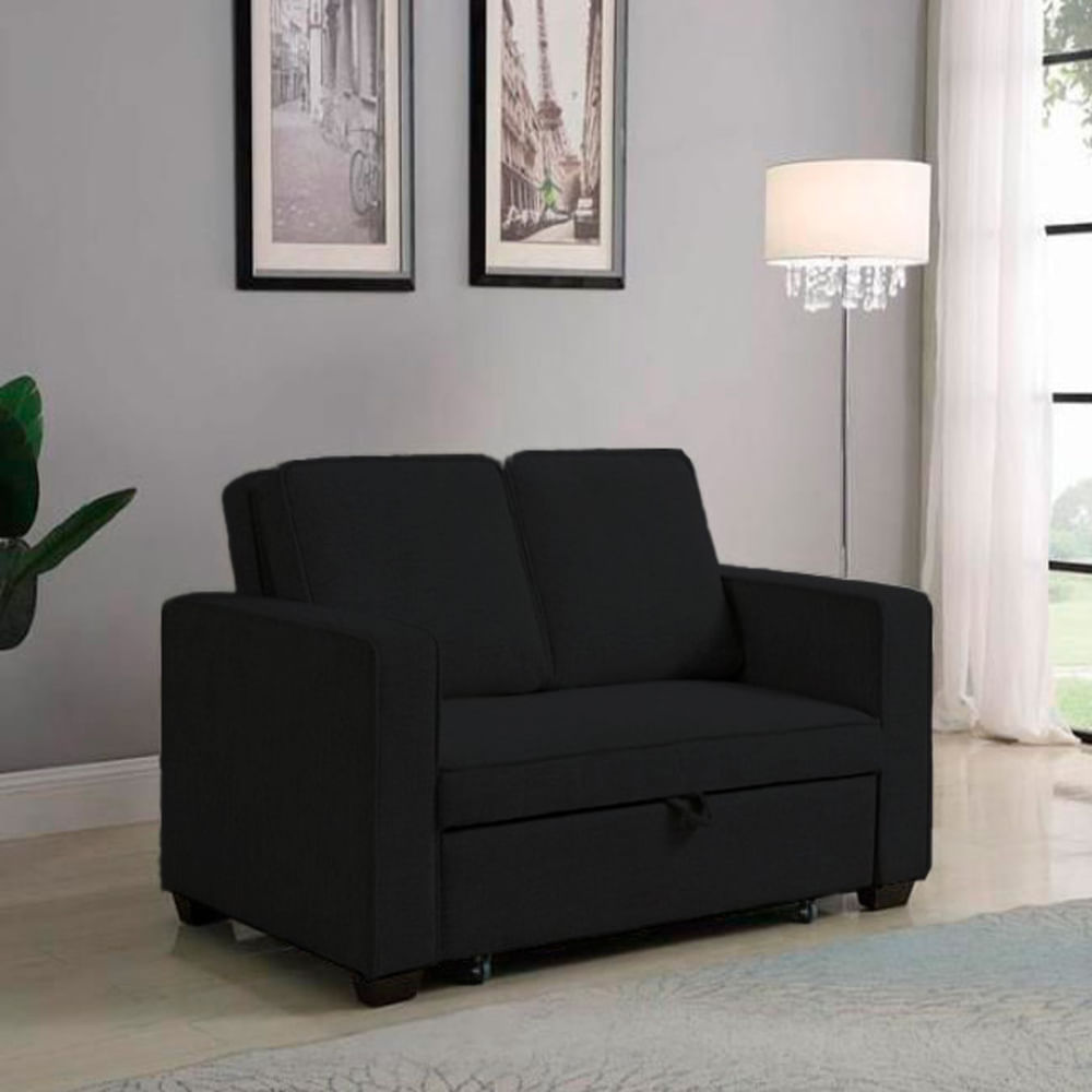 Sofá Cama Skopie con 2 Almohadas 2 Plz - Negro