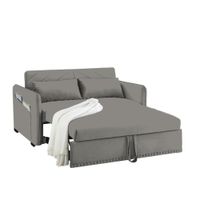 Sofá Cama Filipos con Almohadas y Bolsillos Laterales 1.5 Plz - Gris Oscuro