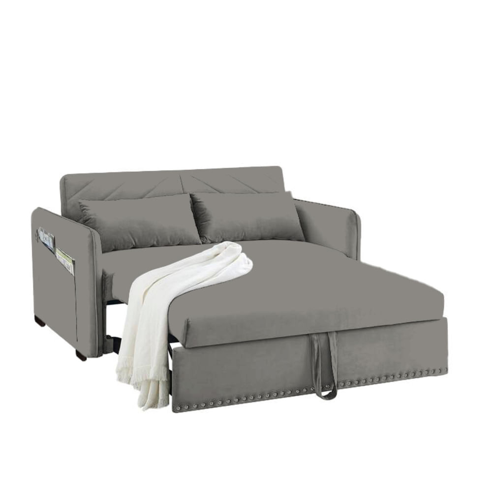 Sofá Cama Filipos con Almohadas y Bolsillos Laterales 1.5 Plz - Gris Oscuro