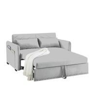 Sofá Cama Filipos con Almohadas y Bolsillos Laterales 1.5 Plz - Gris Claro