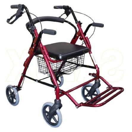 Andador de Aluminio 4 Ruedas Asiento Respaldo y Reposapies Andador de Aluminio 4 Ruedas Asiento Respaldo y Reposapies