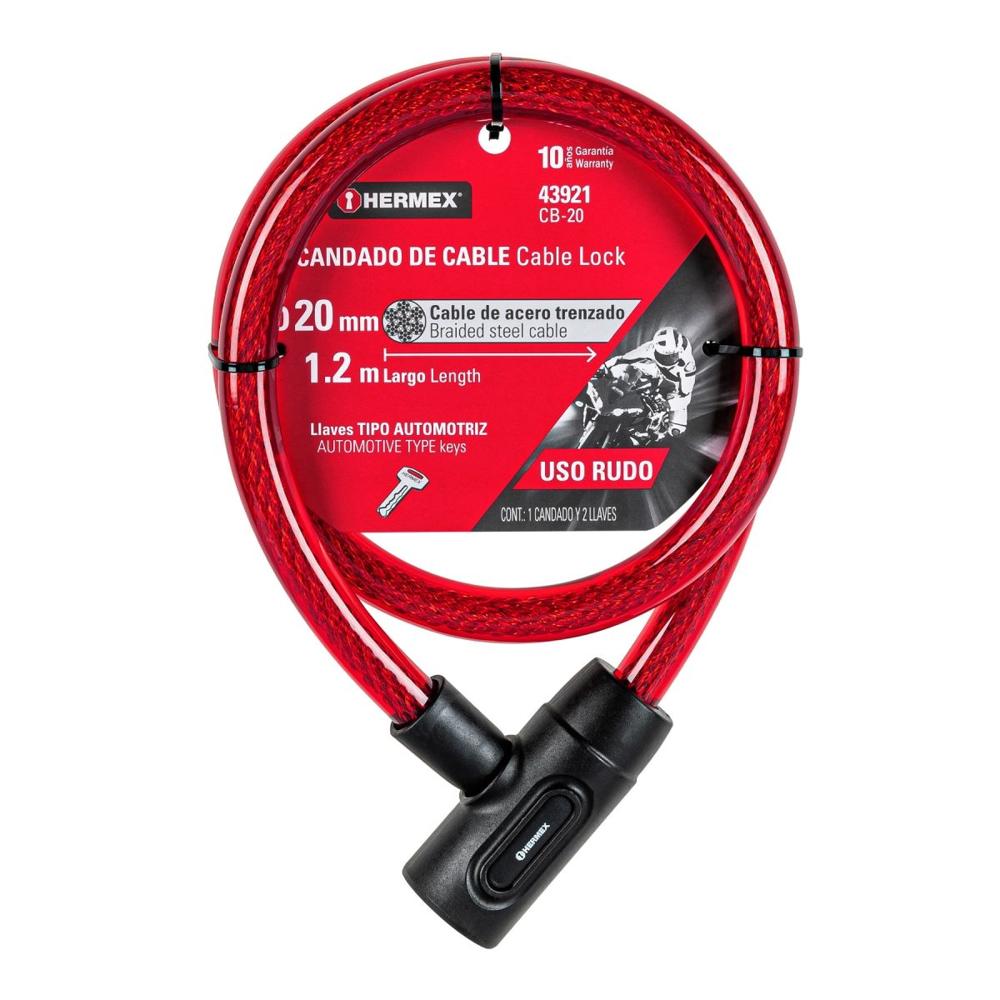 Candado Cadena 20mm x 1.2 mt para Bicicleta Uso Rudo Hermex 43921