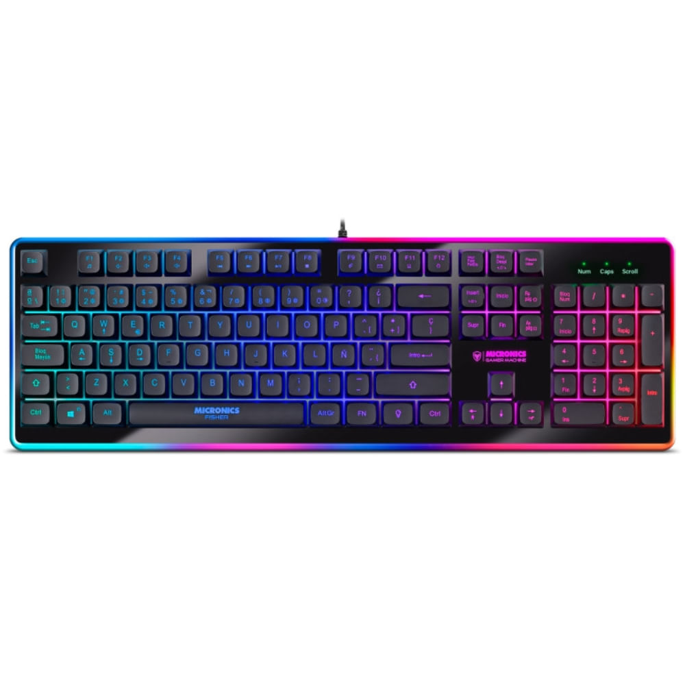 Teclado Gamer Micronics Fisher K801 Alambrico USB Iluminación RGB Rainbow Color negro Teclado Gamer Micronics Fisher K801 Alambrico USB Iluminación RGB Rainbow Color negro