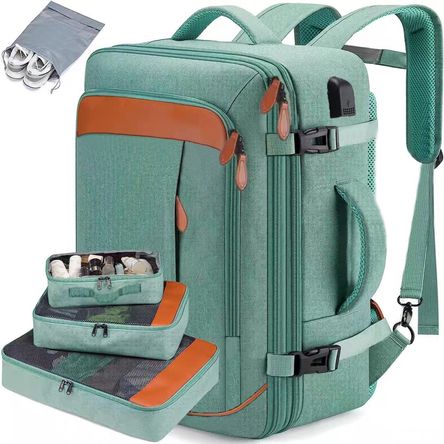Mochila de Viaje Grandes de 50 L con 3 Cubos de Embalaje para Hombres y Mujeres 8092 Verde