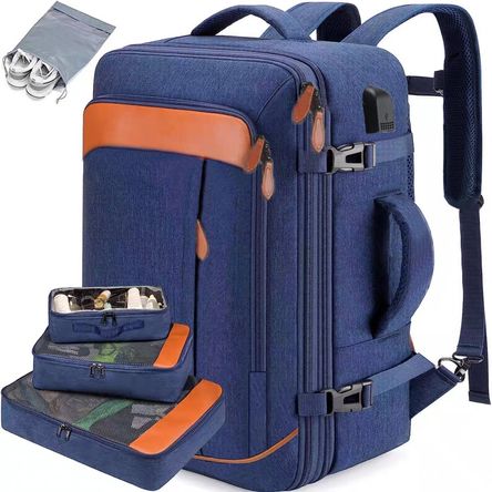 Mochila de Viaje Grandes de 50 L con 3 Cubos de Embalaje para Hombres y Mujeres 8092 Azul