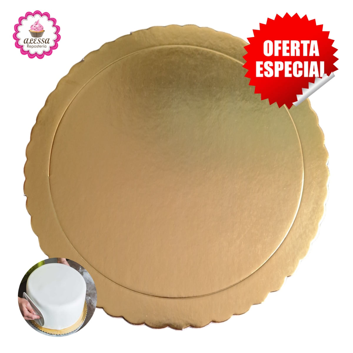 12 Bases Doradas de Mini Torta Pastel de 10 cm. para Repostería