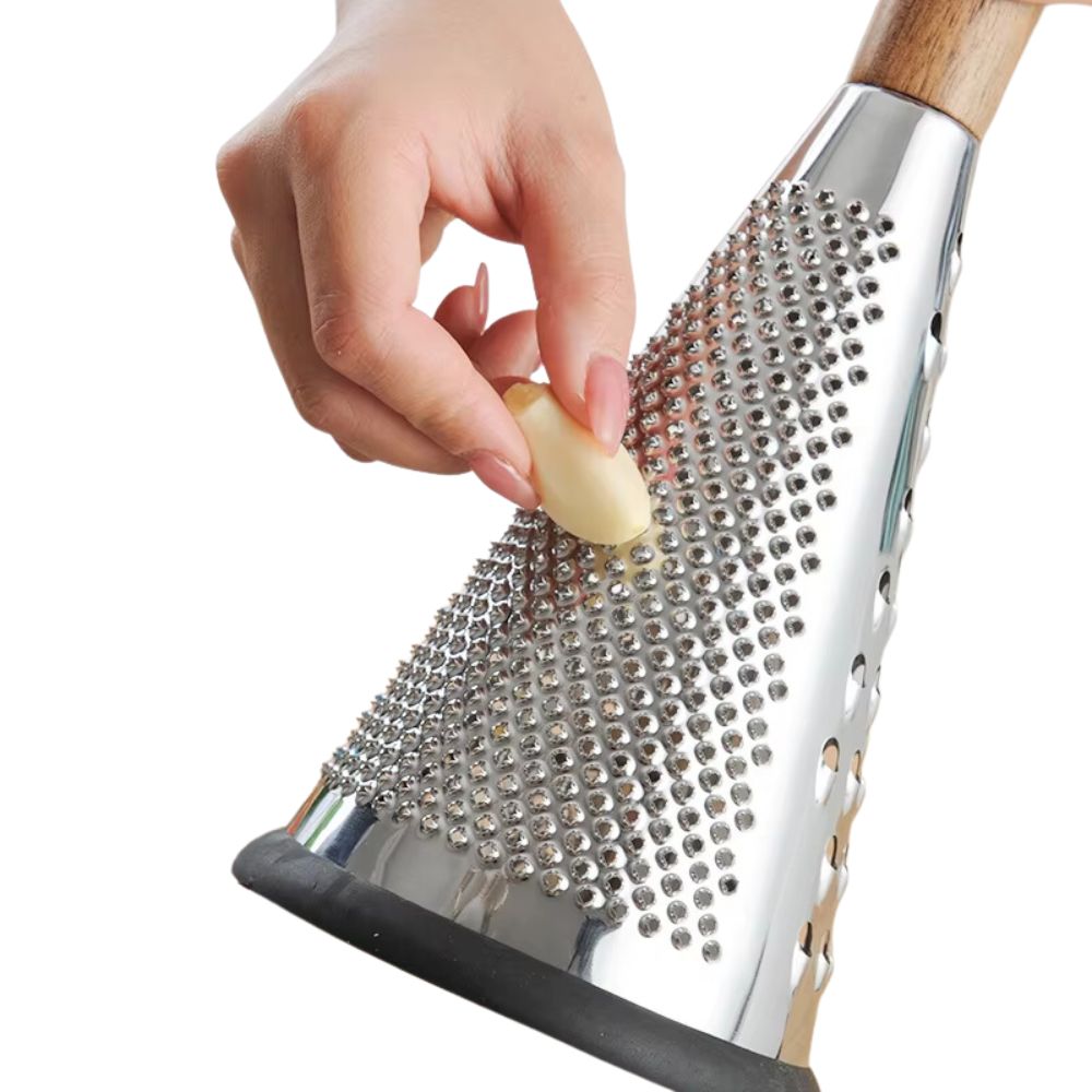 Rallador Cónico Acero Inoxidable con Mango de Madera
