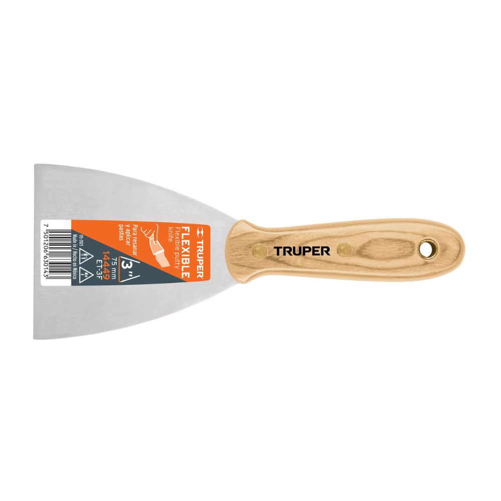 Espátula Flexible 3 pulgadas mango de madera truper Espátula Flexible 3 pulgadas mango de madera truper