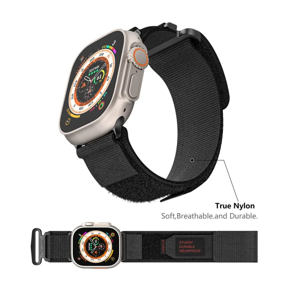 Correa De Nailon Deportiva Para Apple Watch 38-40-41mm – Negro Correa De Nailon Deportiva Para Apple Watch 38-40-41mm – Negro