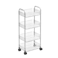 Verdulero Giratorio 4 Niveles Organizador de Cocina Cesta Acrilico con Ruedas Transparente