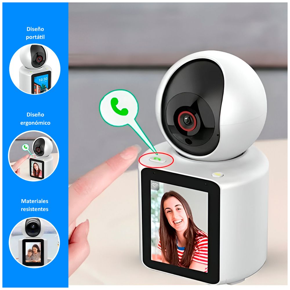 Cámara IP Wifi Inteligente 2 Vías Videollamada Alarma y Pantalla ICP ...
