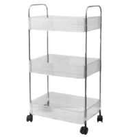 Verdulero Giratorio 3 Niveles Organizador de Cocina Cesta Acrílico con Ruedas Transparente