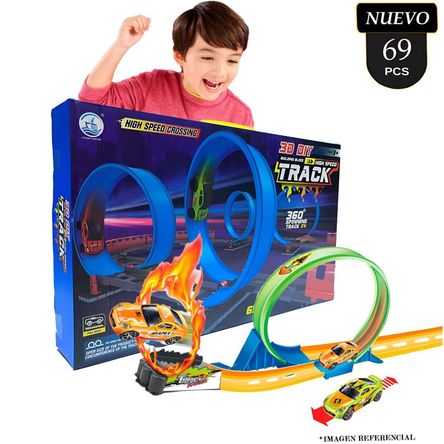 Juguete Set de Pista de Carrera Nitro2Go 360° 69 pcs Azul Juguete Set de Pista de Carrera Nitro2Go 360° 69 pcs Azul