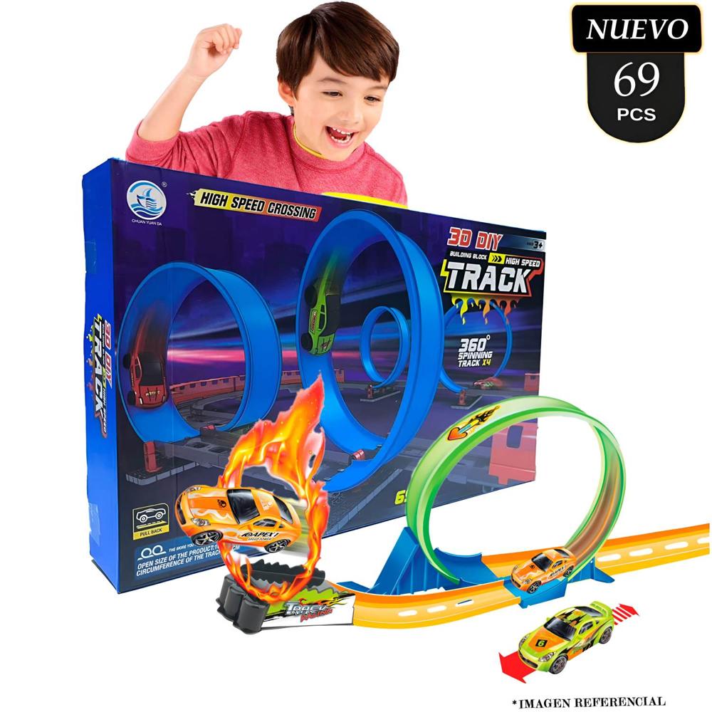 Juguete Set de Pista de Carrera Nitro2Go 360° 69 pcs Azul Juguete Set de Pista de Carrera Nitro2Go 360° 69 pcs Azul