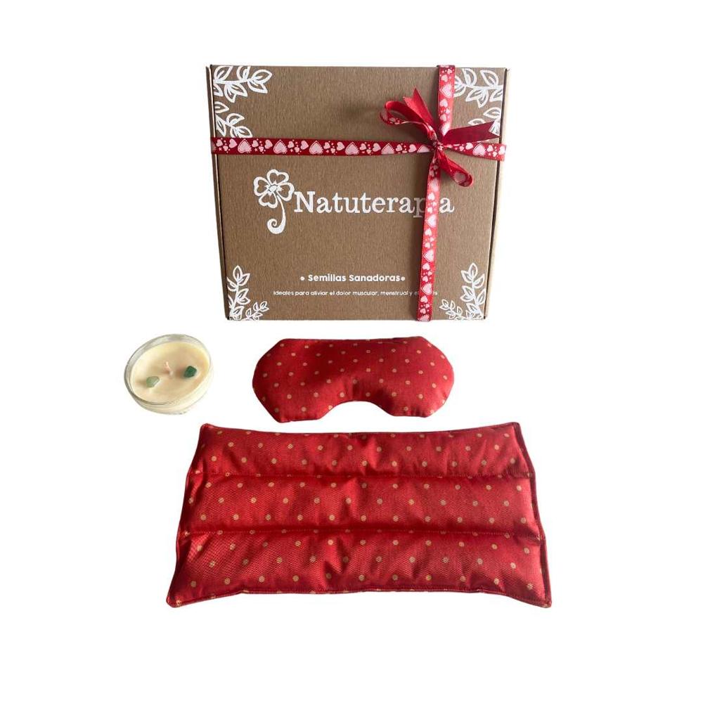 Pack Natuterapia Navideño: Almohadilla Estándar + Antifaz Terapéutico + Vela de Soja (Rojo) Pack Natuterapia Navideño: Almohadilla Estándar + Antifaz Terapéutico + Vela de Soja (Rojo)