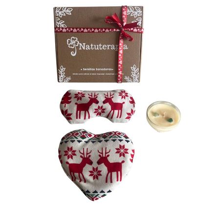 Pack Sanador Navideño: Antifaz Terapéutico + Corazón de Semillas+ Vela de Soja (Renos) Pack Sanador Navideño: Antifaz Terapéutico + Corazón de Semillas+ Vela de Soja (Renos)