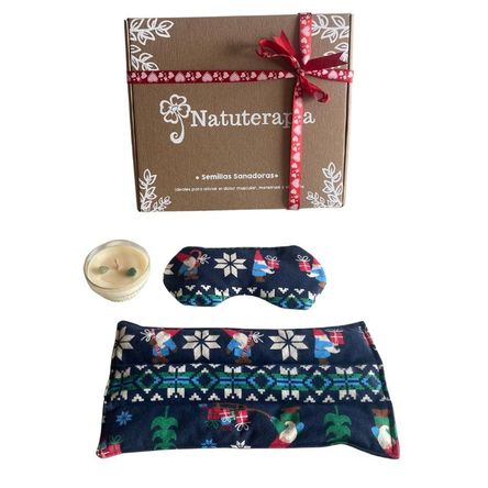 Pack Natuterapia Navideño: Almohadilla Estándar + Antifaz Terapéutico + Vela de Soja (Elfos) Pack Natuterapia Navideño: Almohadilla Estándar + Antifaz Terapéutico + Vela de Soja (Elfos)