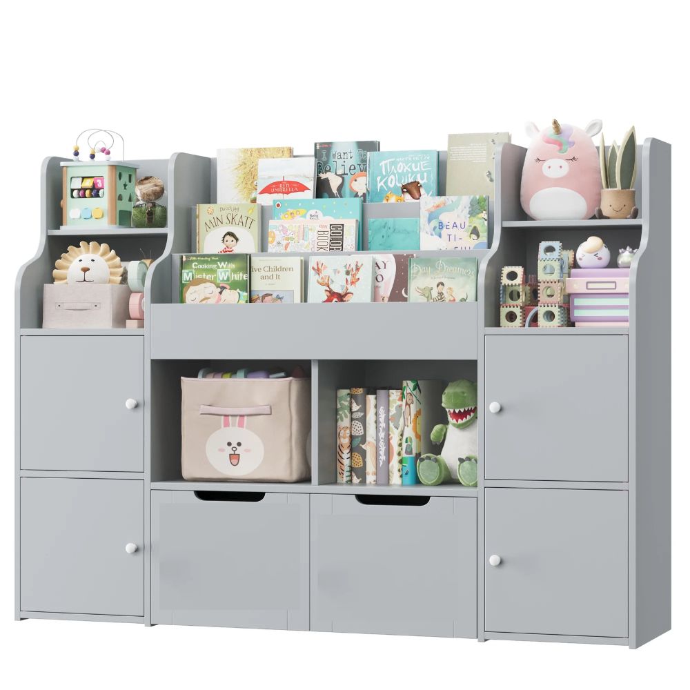 Estante Librero Juguetero Infantil Brandy Gris Muebles Bonno
