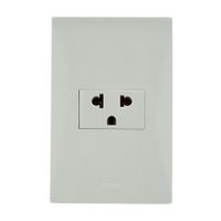 Tomacorriente Universal Simon S220 Blanco de Policarbonato con Contactos de Latón y Plata