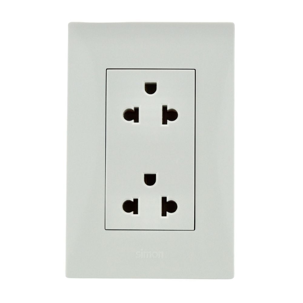 Tomacorriente Doble Universal Simon S220 Blanco Policarbonato 16A 220V