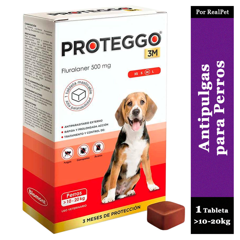 Antipulga Masticable Proteggo para Perros de 10 - 20 kg