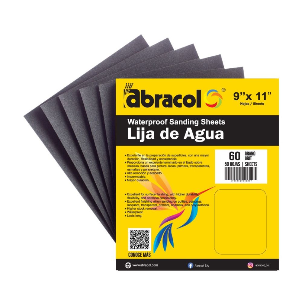Lija de Agua Abracol Grano 120 en Carburo de Silicio Negro