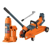 Gata Lagarto 2 Toneladas + Gata Botella 2 Toneladas y Medidor 120psi Truper 14810-14944-19099